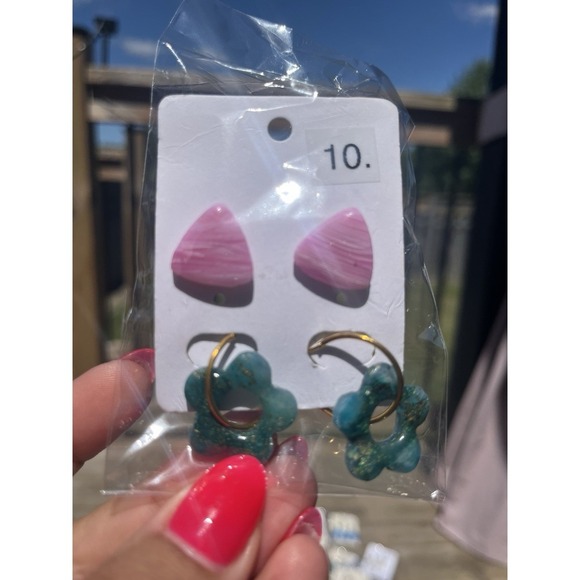 handmade Polymer Clay earrings lot  -1.  12 Unique 12 Pcs  Stainless Steel Base - Picture 10 of 14